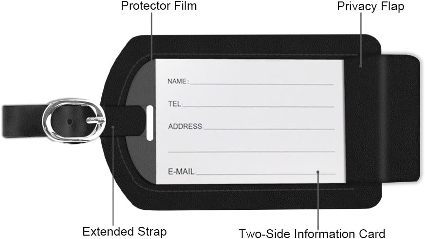 Fintie 2 Pack Luggage Tags Leather Name ID Labels with Privacy Cover