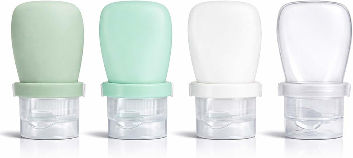 1 oz Silicone Travel Bottles, Leakproof Squeeze Bottle Mini Travel Size Container for Toiletries Lotion Shampoo and Conditioner Liquid Salad Dressing to go Condiment, TSA Approved, 4 Pack