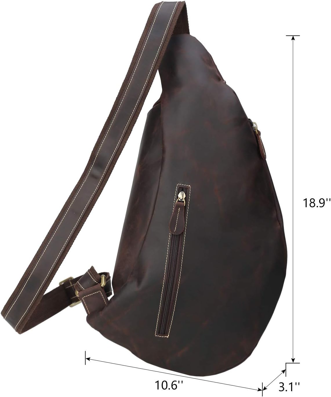 Polare Full Grain Leather Cross Body Sling Bag Chest Bag Backpack Outdoor Camping Tactical Daypack