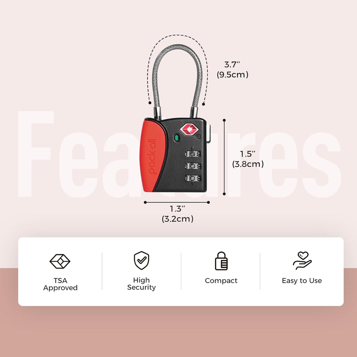pack all TSA Approved Travel Luggage Locks, Resettable 3-Digit Code