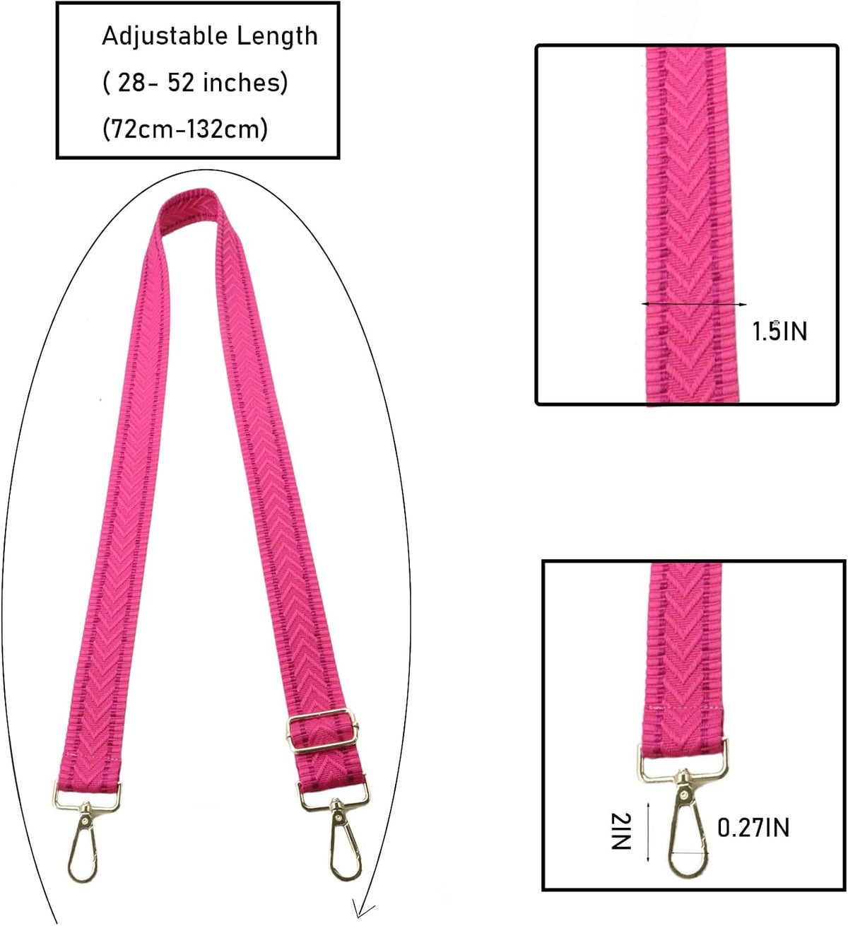 Black Hardware Purse Strap Adjustable Replacement Belts Wide Bag Straps for Canvas Crossbody Purses Messenger Bags Shoulder Handbags