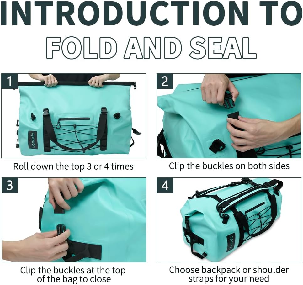 80L Dry Bag Large Waterproof Bag Roll-Top Heavy Duty Fishing Duffel Bag with Durable Straps & Handles for Kayaking Paddle boarding Boating Rafting Fishing Canoeing Camping
