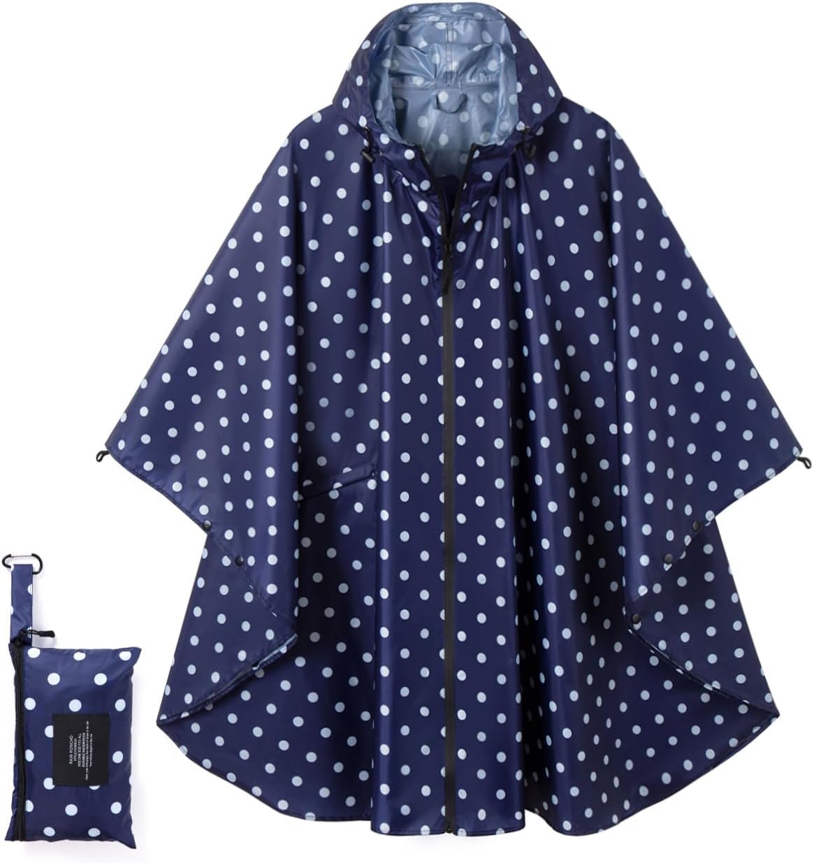 Waterproof Rain Poncho Hooded Outdoor Raincoat with Zipper Pockets