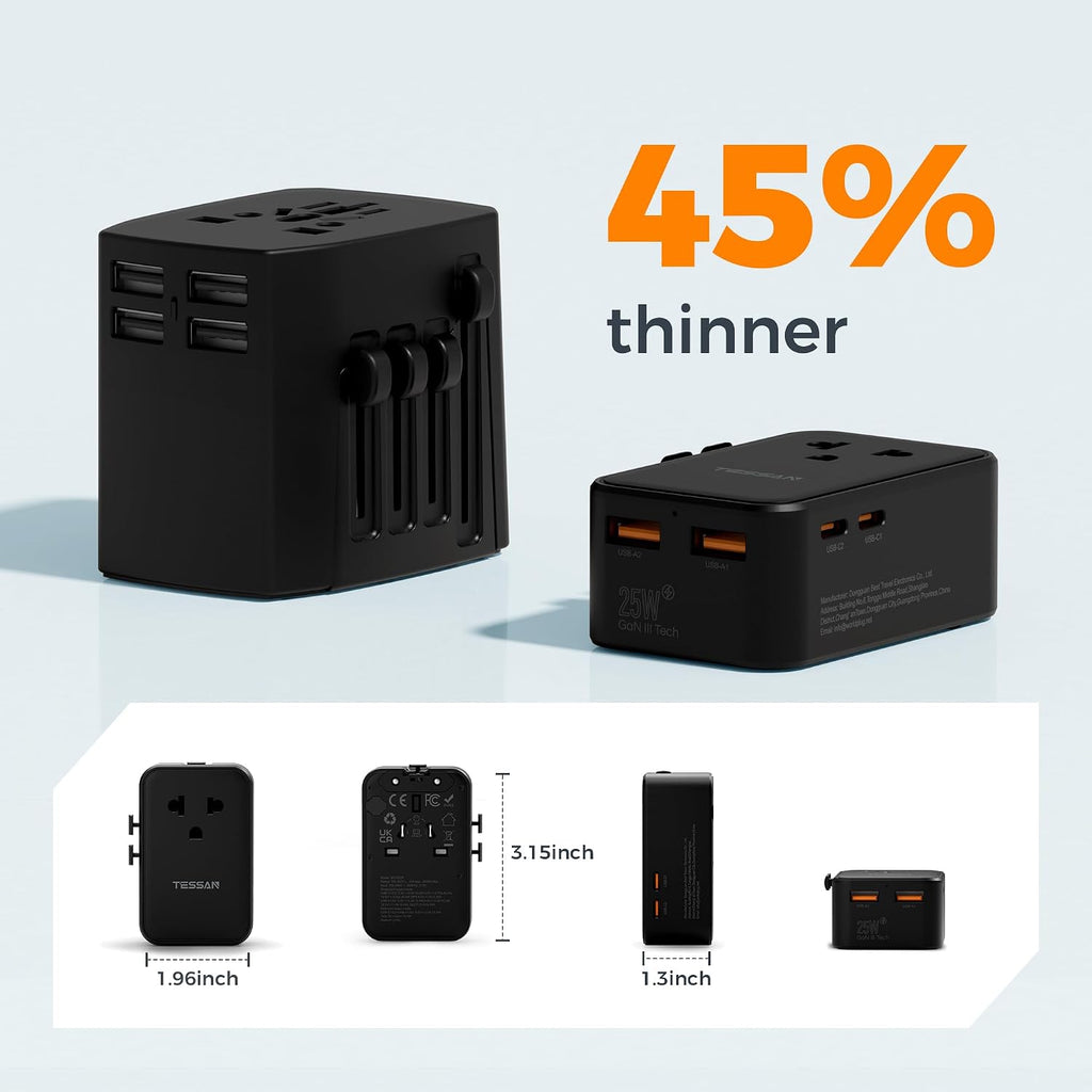 TESSAN International Power Adapter PD 25W, Black