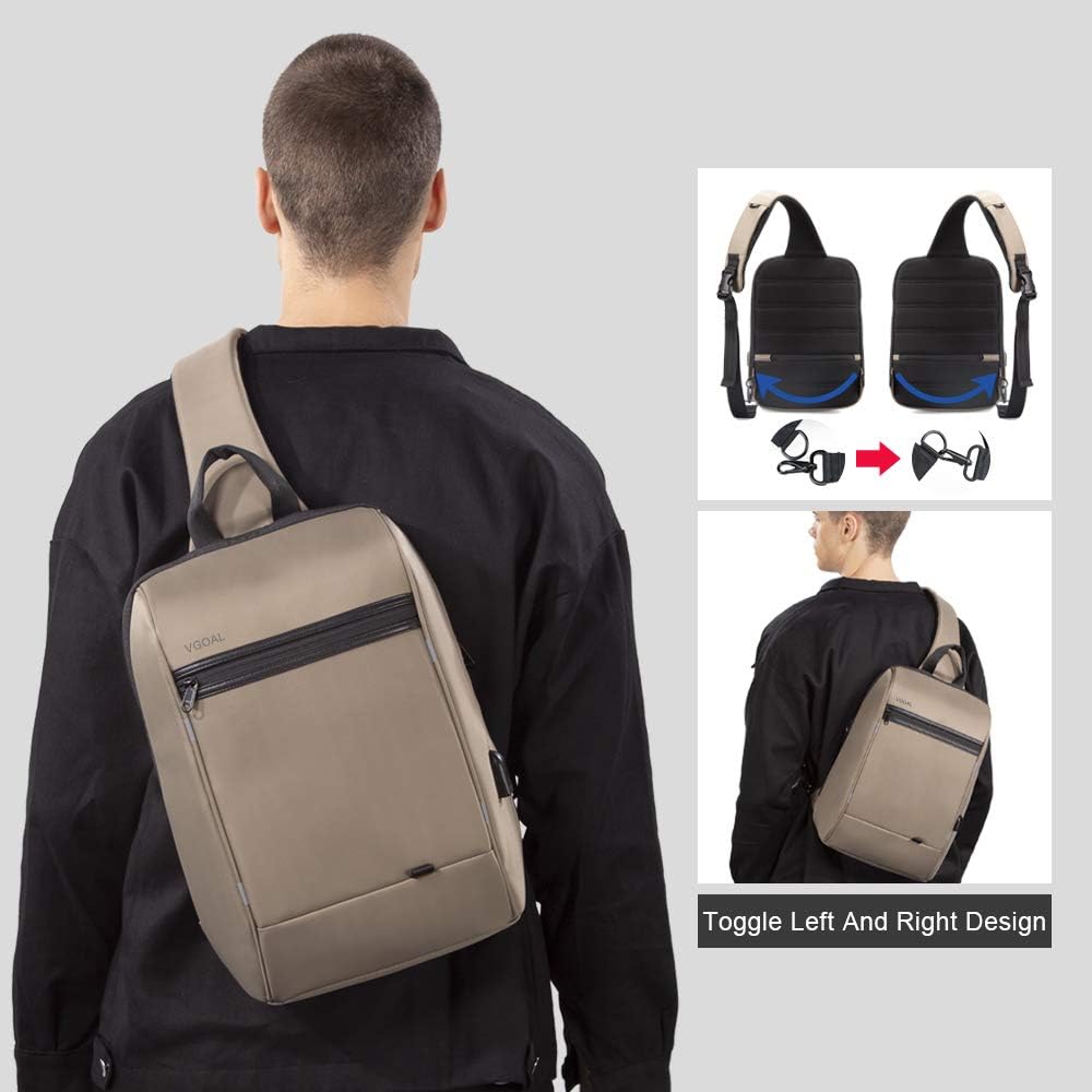 VGOAL Crossbody Bag Sling Bag for Men Sling Backpack with RFID Pocket Mini Backpack Daypack Crossbody for Travel Sport Running Hiking