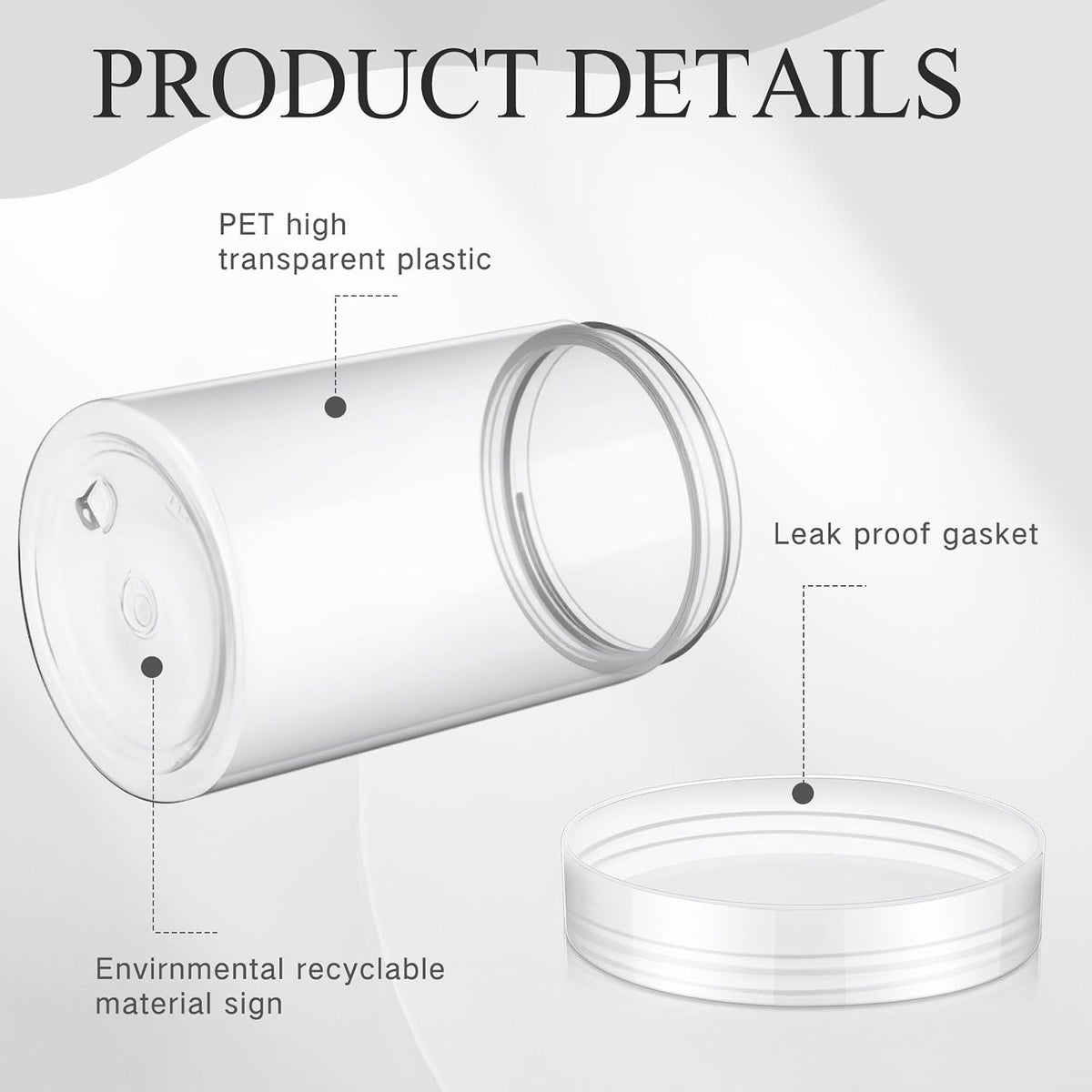 Patelai 4 Pcs Plastic Jars with Lids, Clear, 12 oz, Wide Mouth