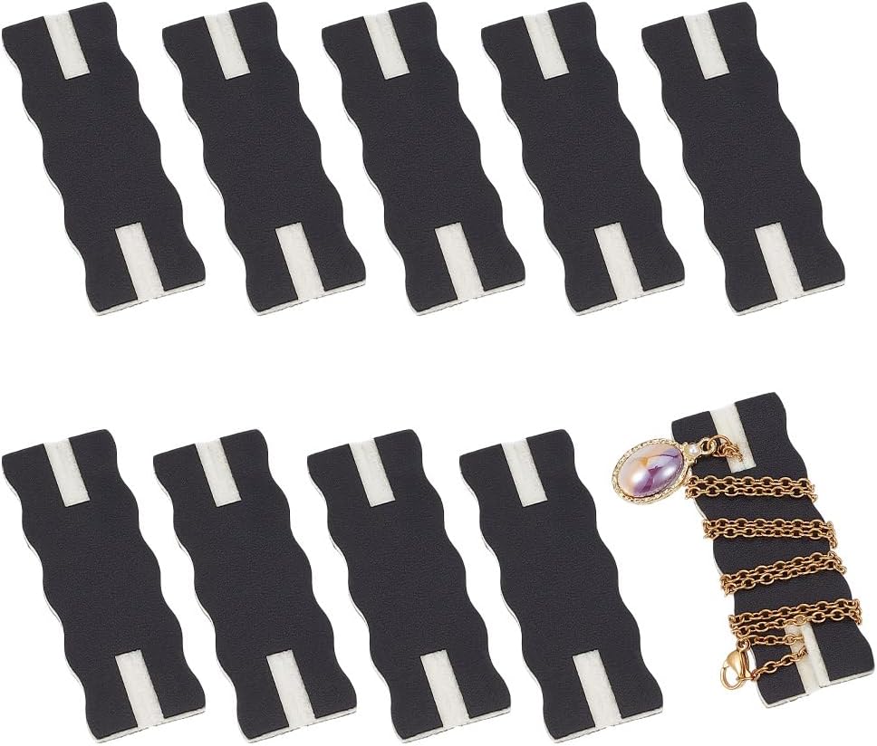 OLYCRAFT 10pcs Portable Tangle-Free Jewelry Organizer 2.5x1x0.1 Inch Black Rectangle Tangle-Free Necklaces Organizer Necklace Card Holder Universal Jewelry Storage Case for Chain Necklaces Storage