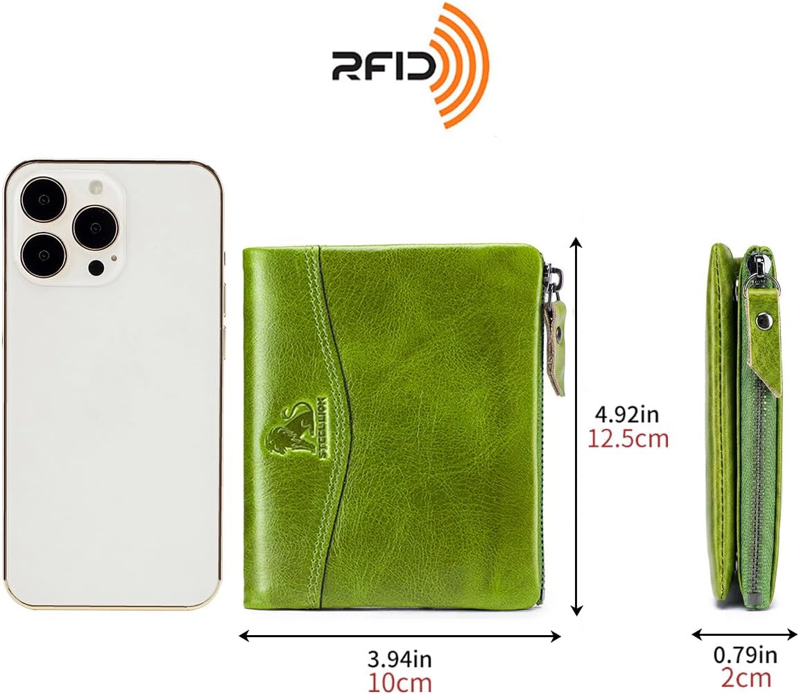 Wallet for Women, RFID Blocking Leather Zip Wallet, 10 Card Slots