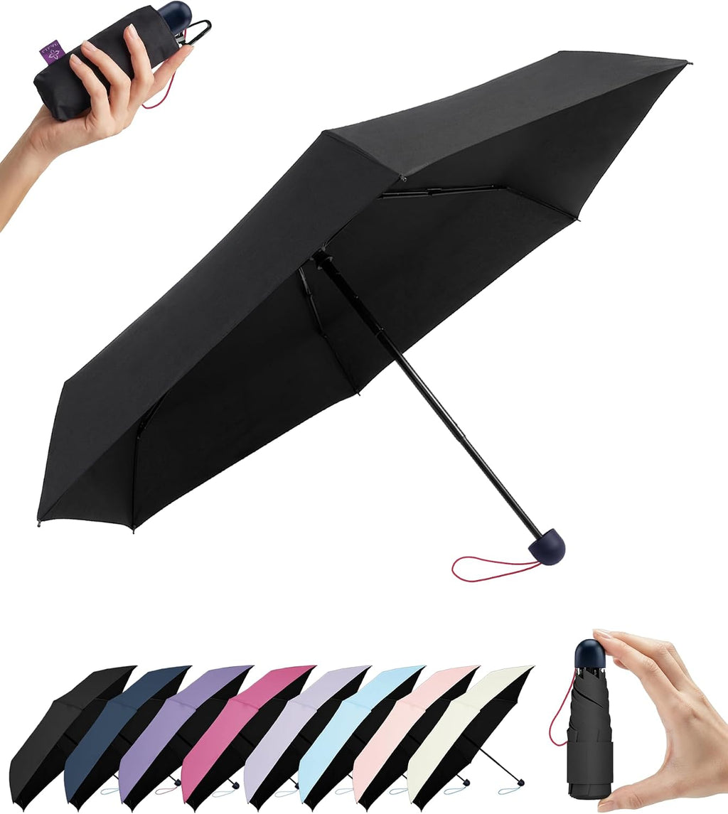 Umbrella Travel Size Mini Compact for Rain, UPF 100+ UV Protection