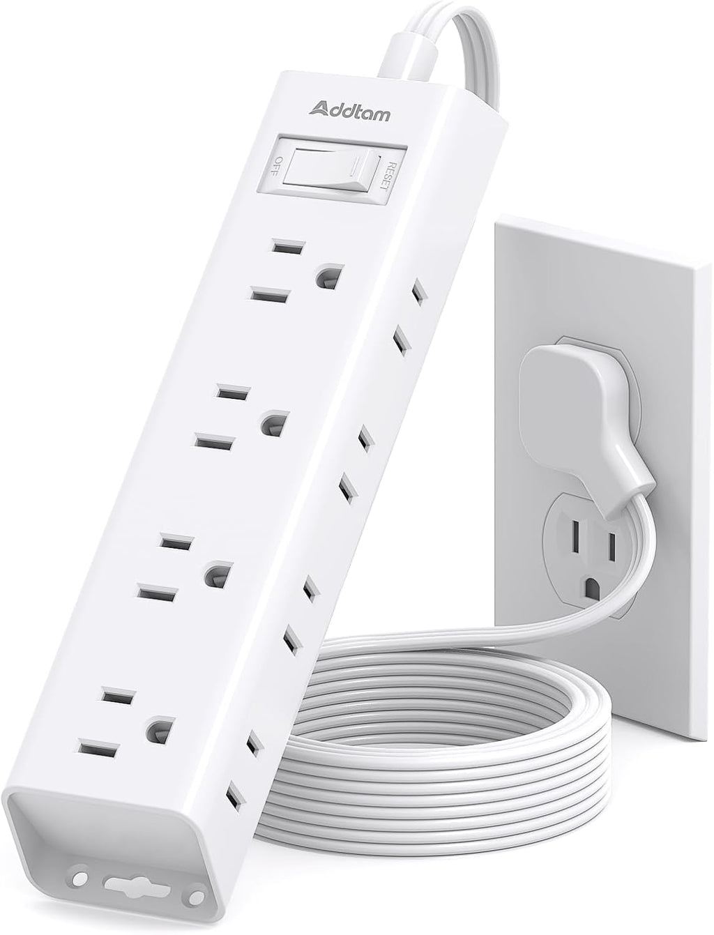 Addtam Short Extension Cord - 1FT Power Strip Surge Protector