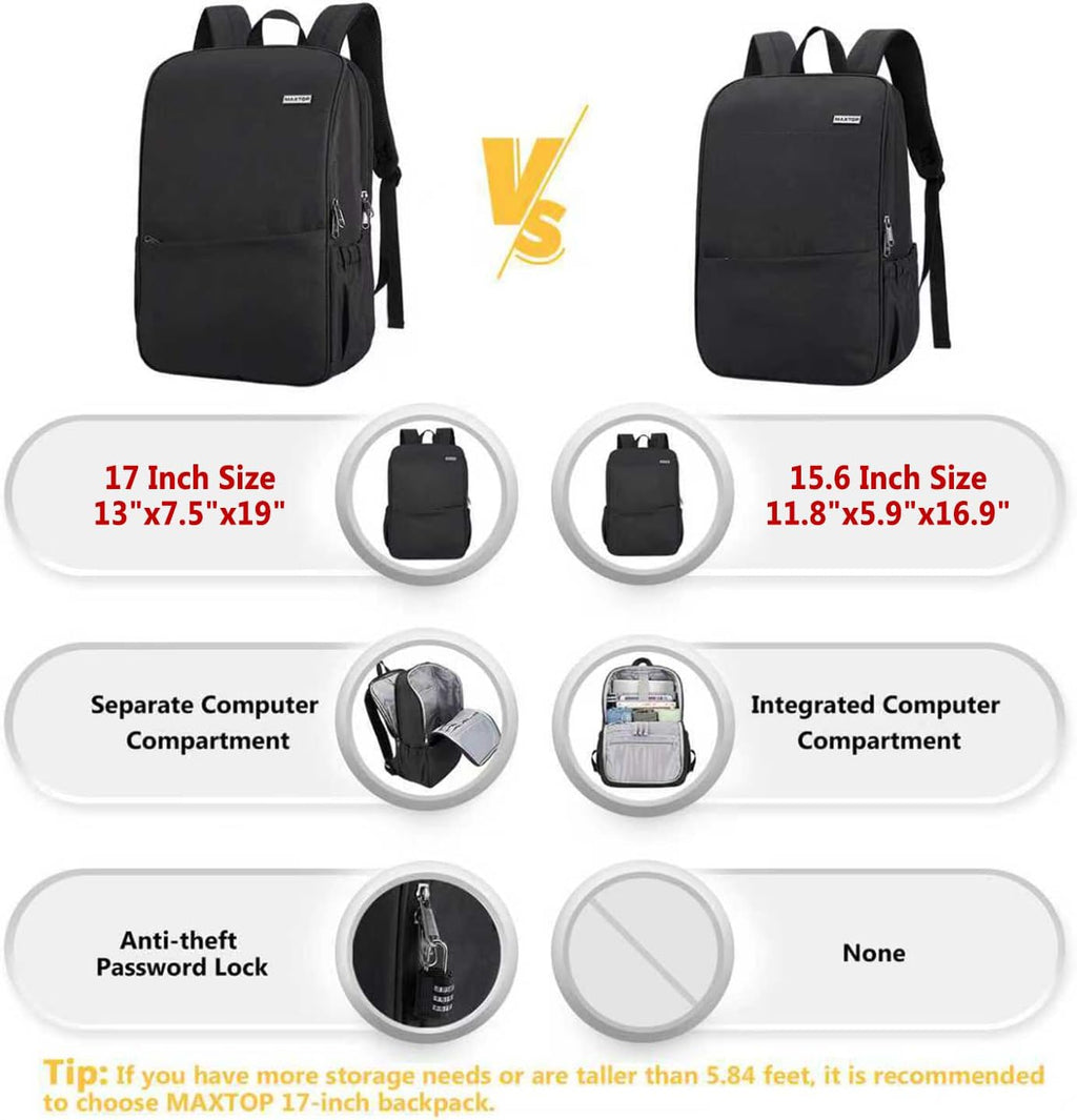 MAXTOP Deep Storage Laptop Backpack Business Anti-theft Backpacks[Water Resistant] College Computer Bookbag Fits 15 Inch Laptop Black
