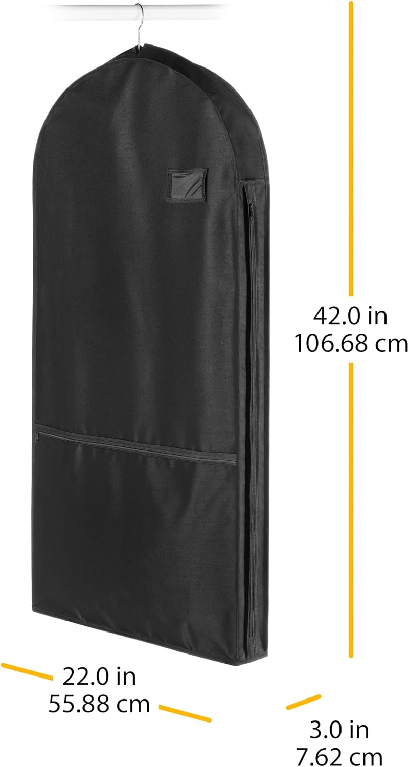 Whitmor Deluxe Garment Bag with Zipper Pocket, 42" 1 Pack Black