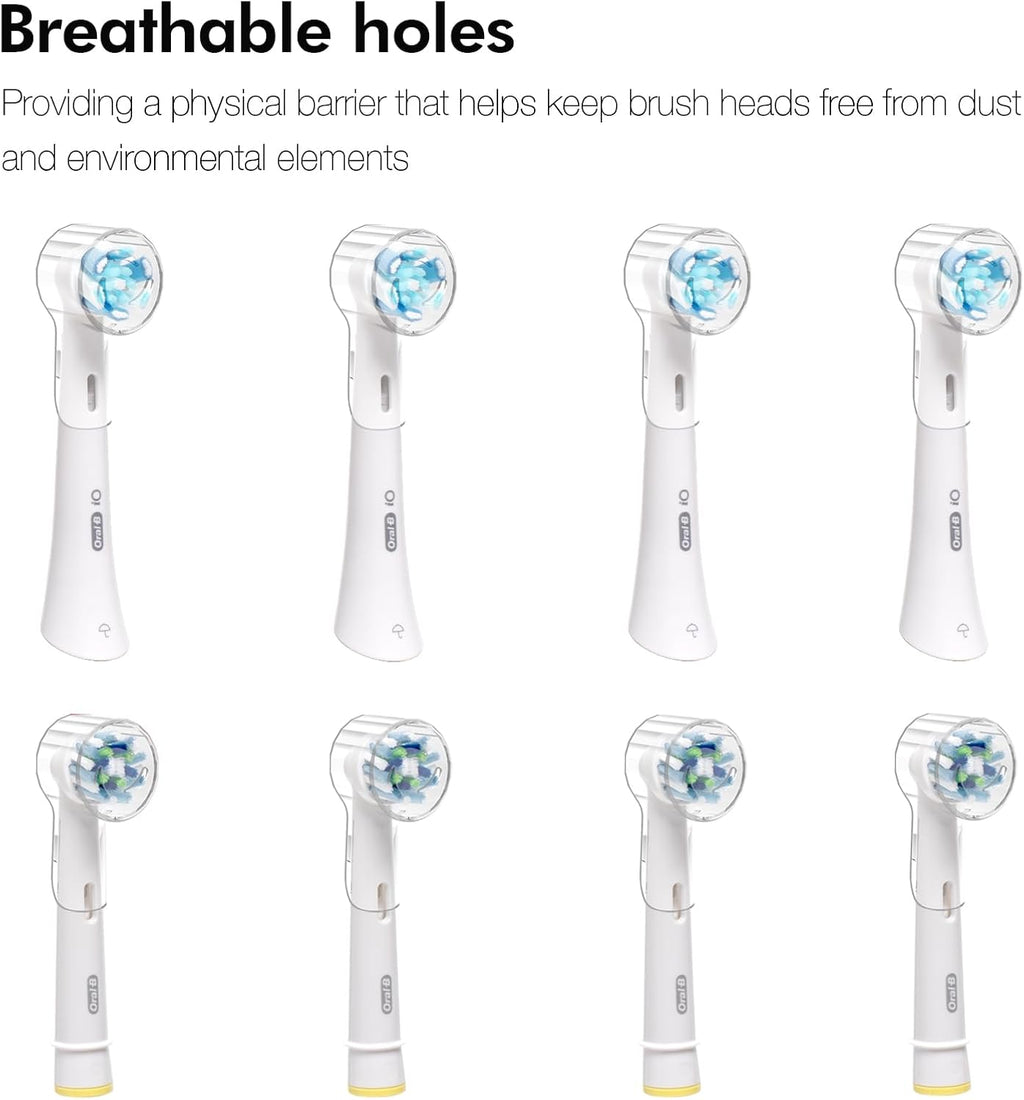 Toothbrush Head Covers & Toothbrush Holder for Oral B & iO series, transparent and white