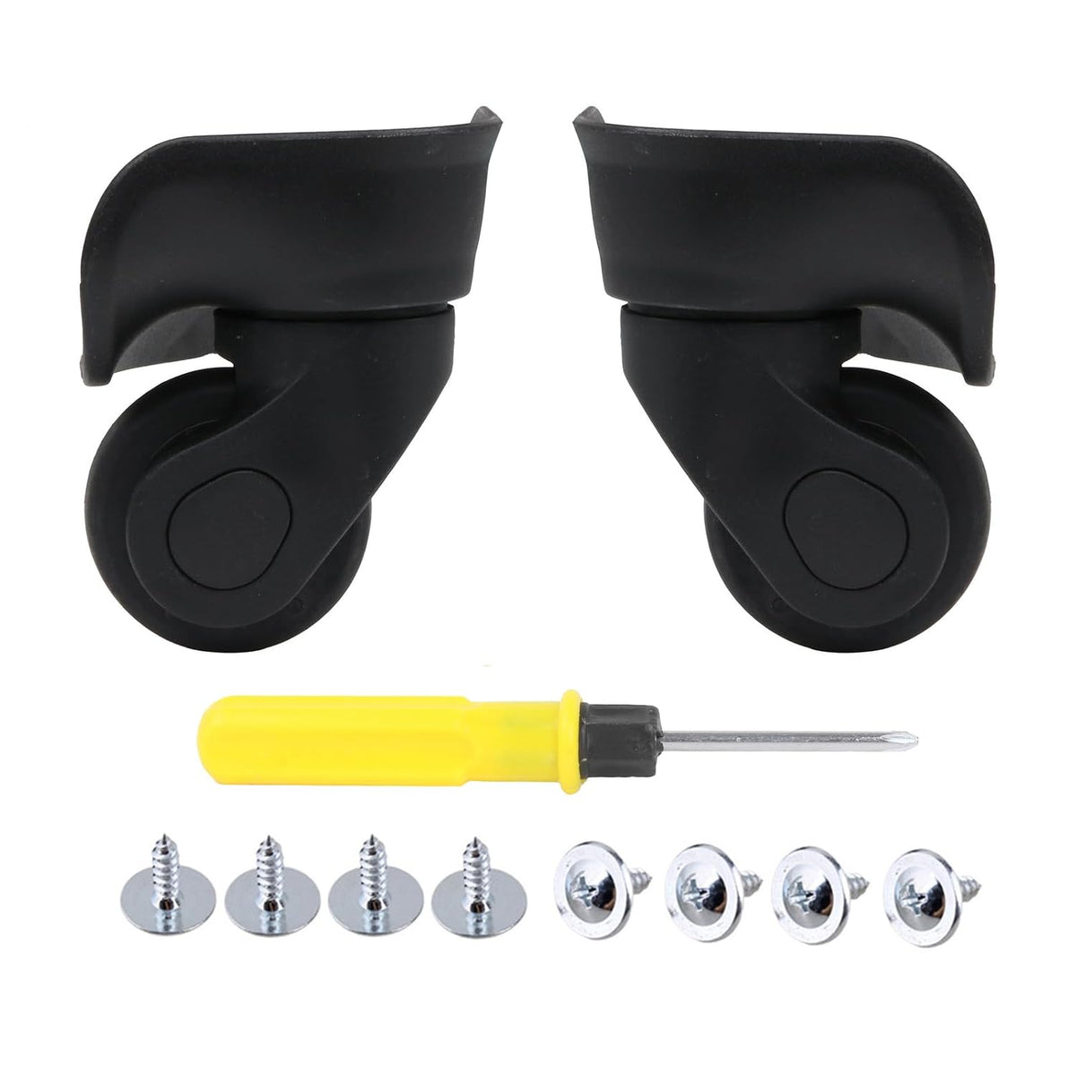 1 Pair of Suitcase Replacement Wheel PVC and Metal 360 Rotating Suitcase Caster Black (W041)