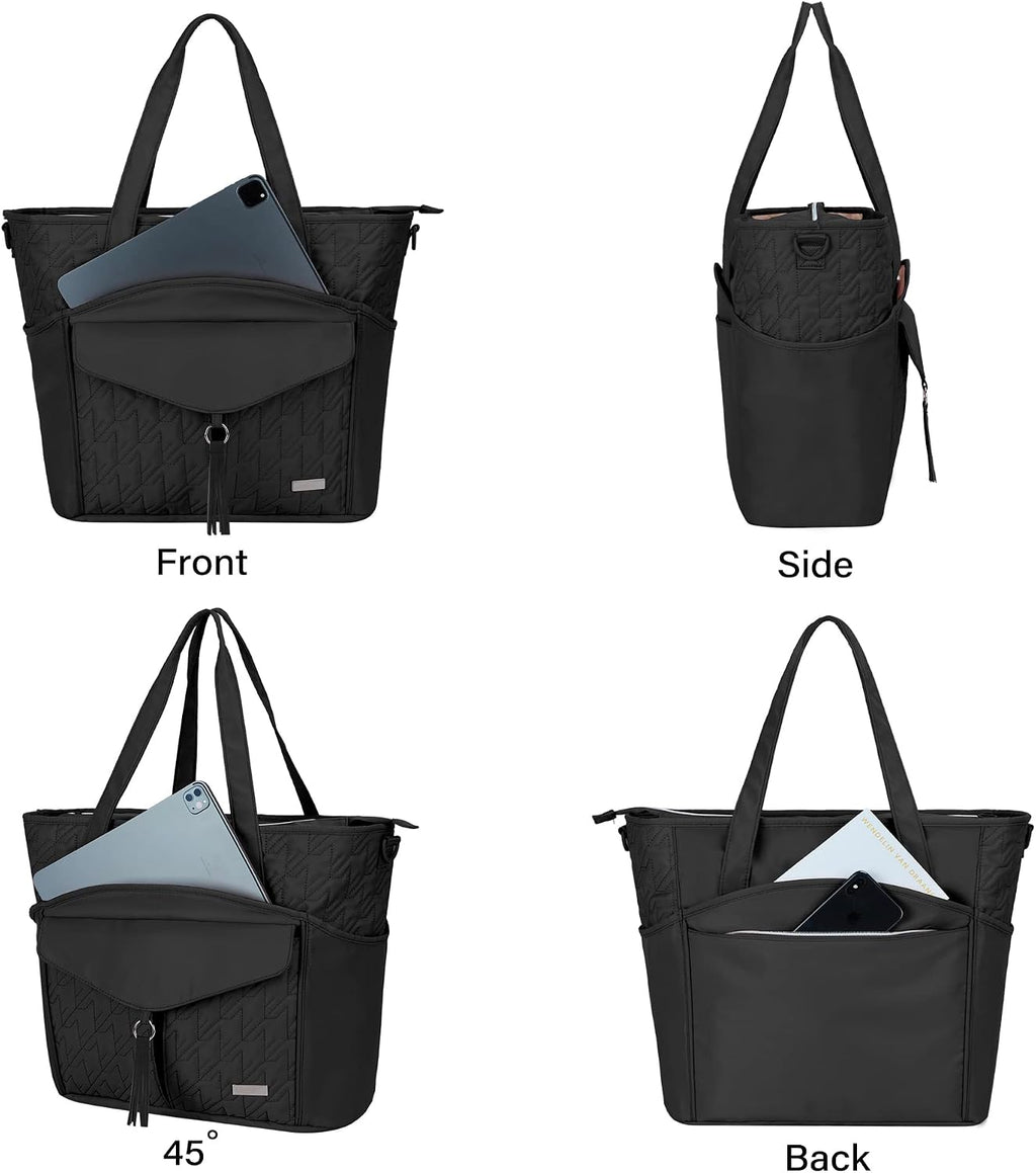Lexeeco Tote Bag for Women,Travel Work Tote Zipper Purse with Cup Holder