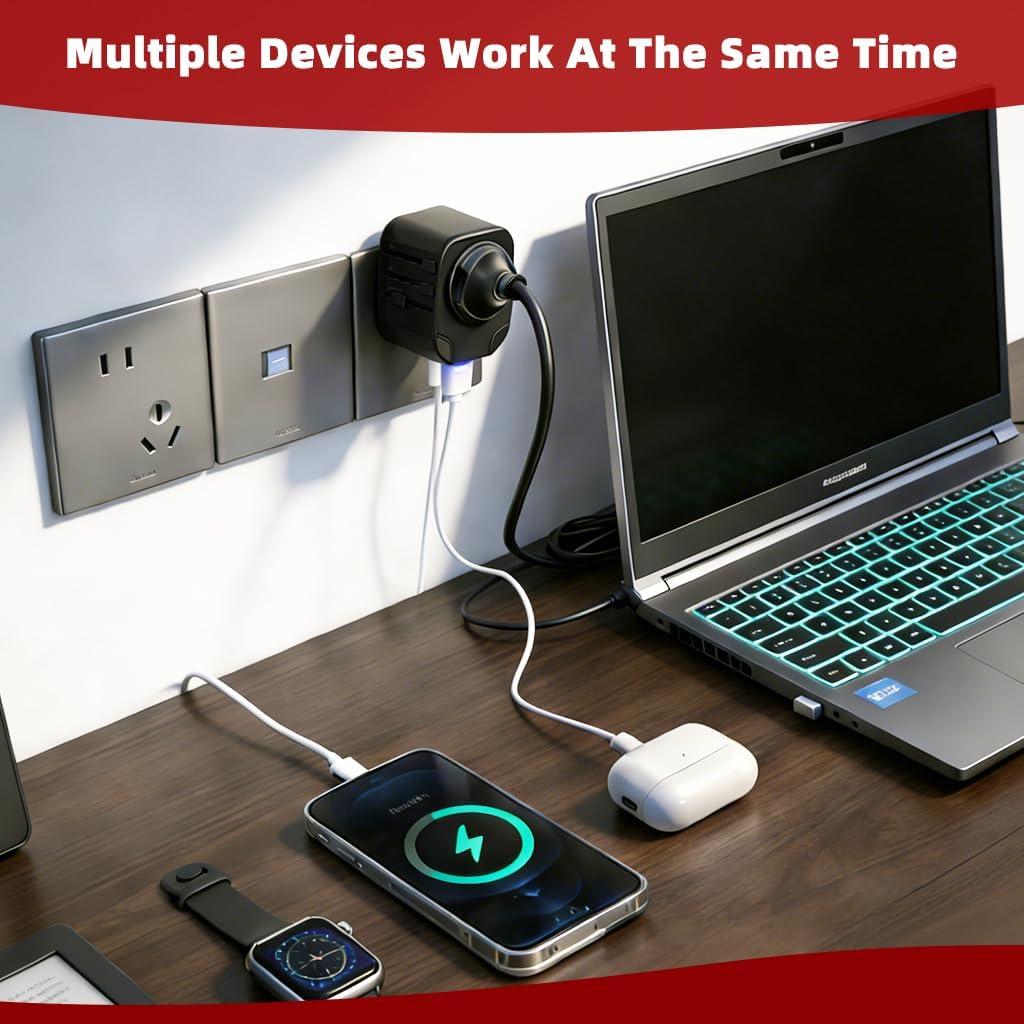 Universal Travel Adapter, Worldwide Plug Adaptor with 2 USB-A Ports