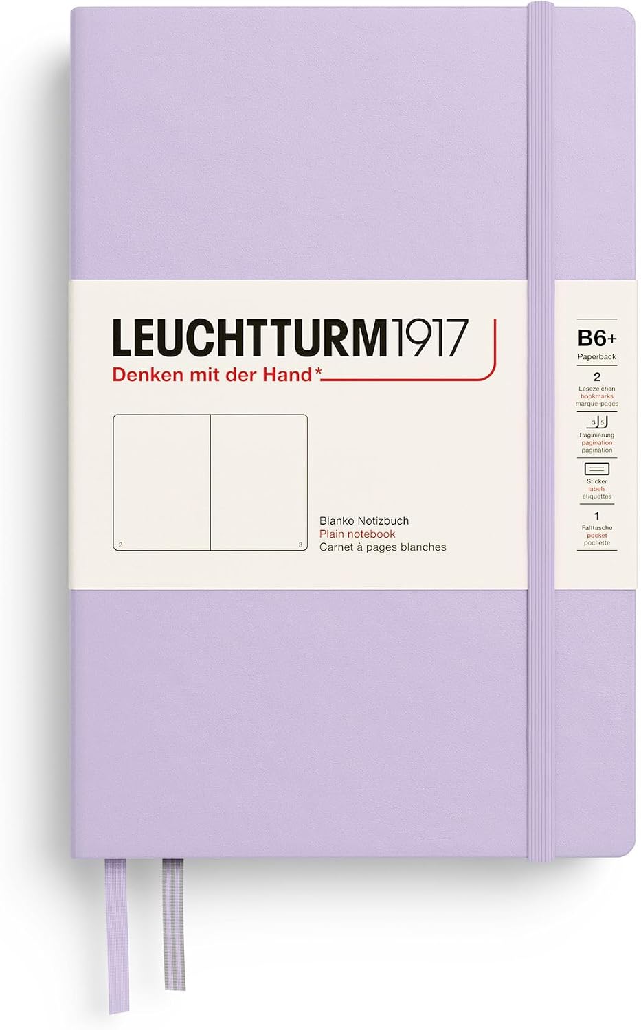 LEUCHTTURM1917 - Notebook Hardcover Paperback B6+ - 219 Numbered Pages for Writing and Journaling (Lilac, Plain)