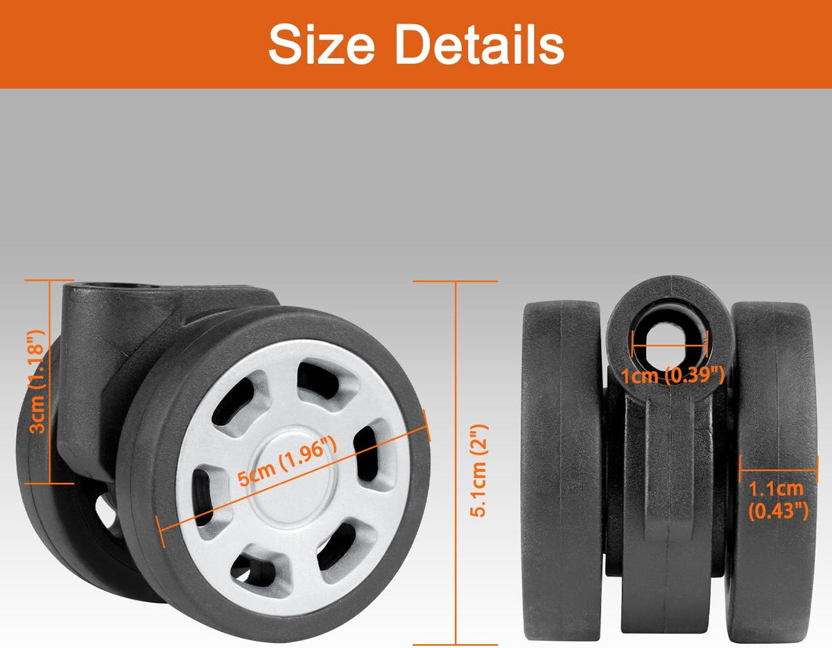 Wheels for Rimowa Trunk, 2 Pack Replacement Kit for Luggage(50mm-Silver-Sector)
