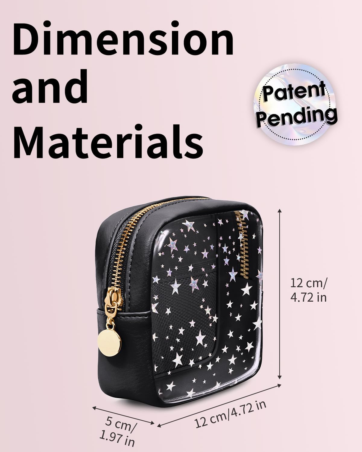 Clear Makeup Bag for Purse, Mini Cosmetic Pouch with Glitter Star Pattern
