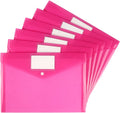 6 Pack Clear Document Folders Plastic Envelopes, A4 Size, Pink