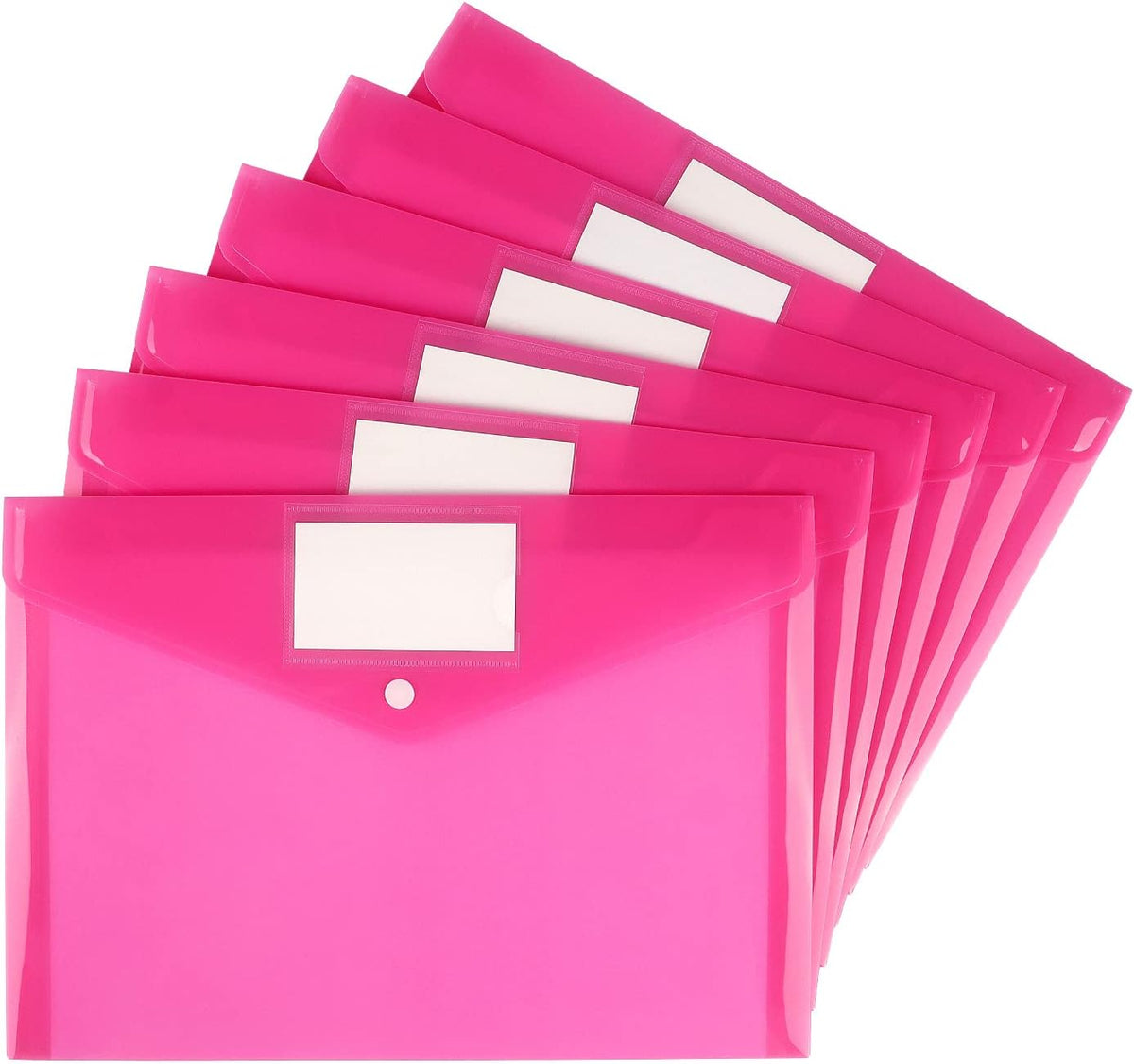 6 Pack Clear Document Folders Plastic Envelopes, A4 Size, Pink