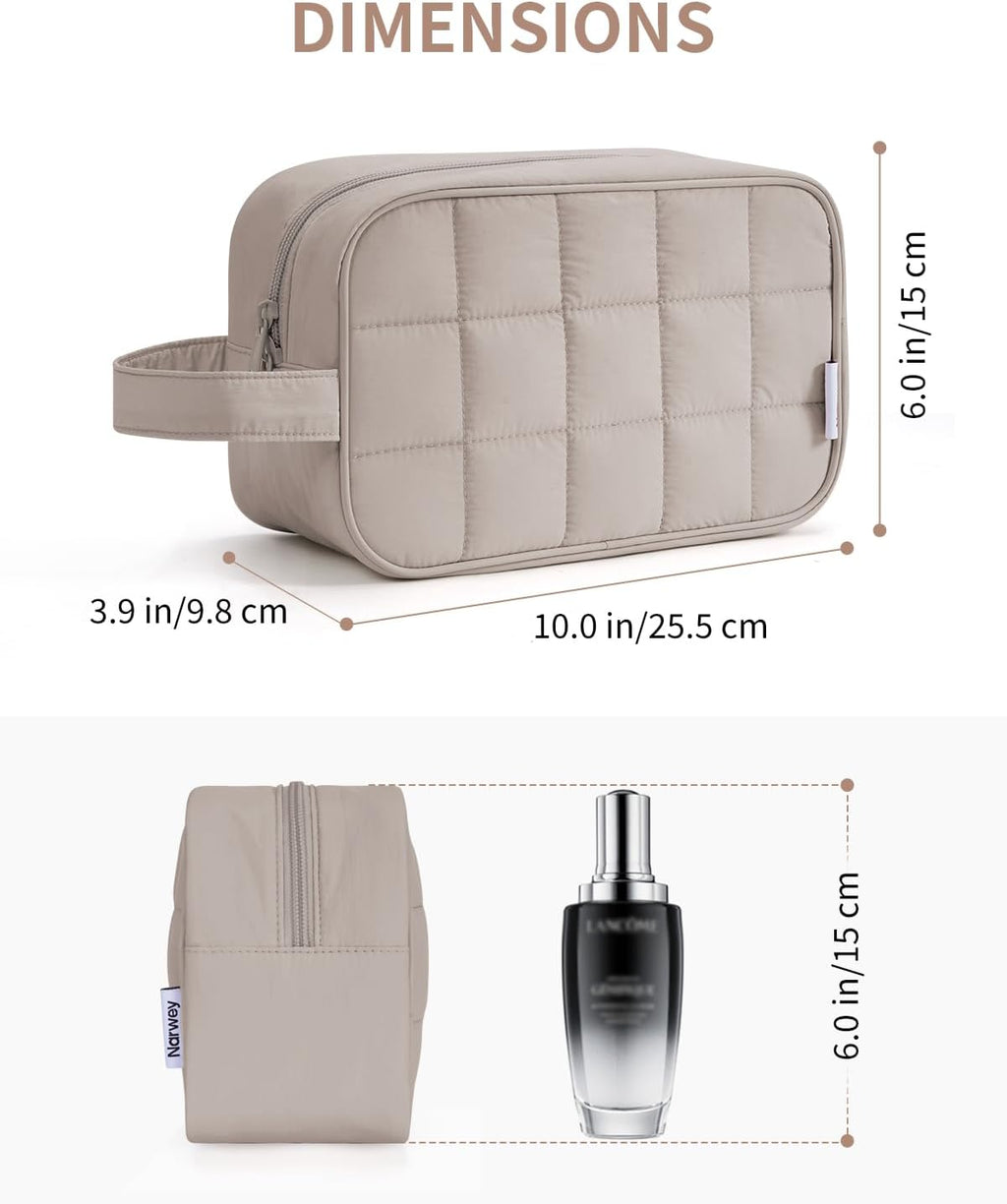 Narwey Quilted Travel Toiletry Bag for Women, Bathroom, Medicine Bag