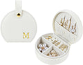 Travel Jewelry Case,Personalized Jewelry Box,Elegant Half-Moon Design with Personalized Golden Initial Case,Personalized Gifts for Women,Jewelry organizer;Personalized Gifts for Women or Friends(M)