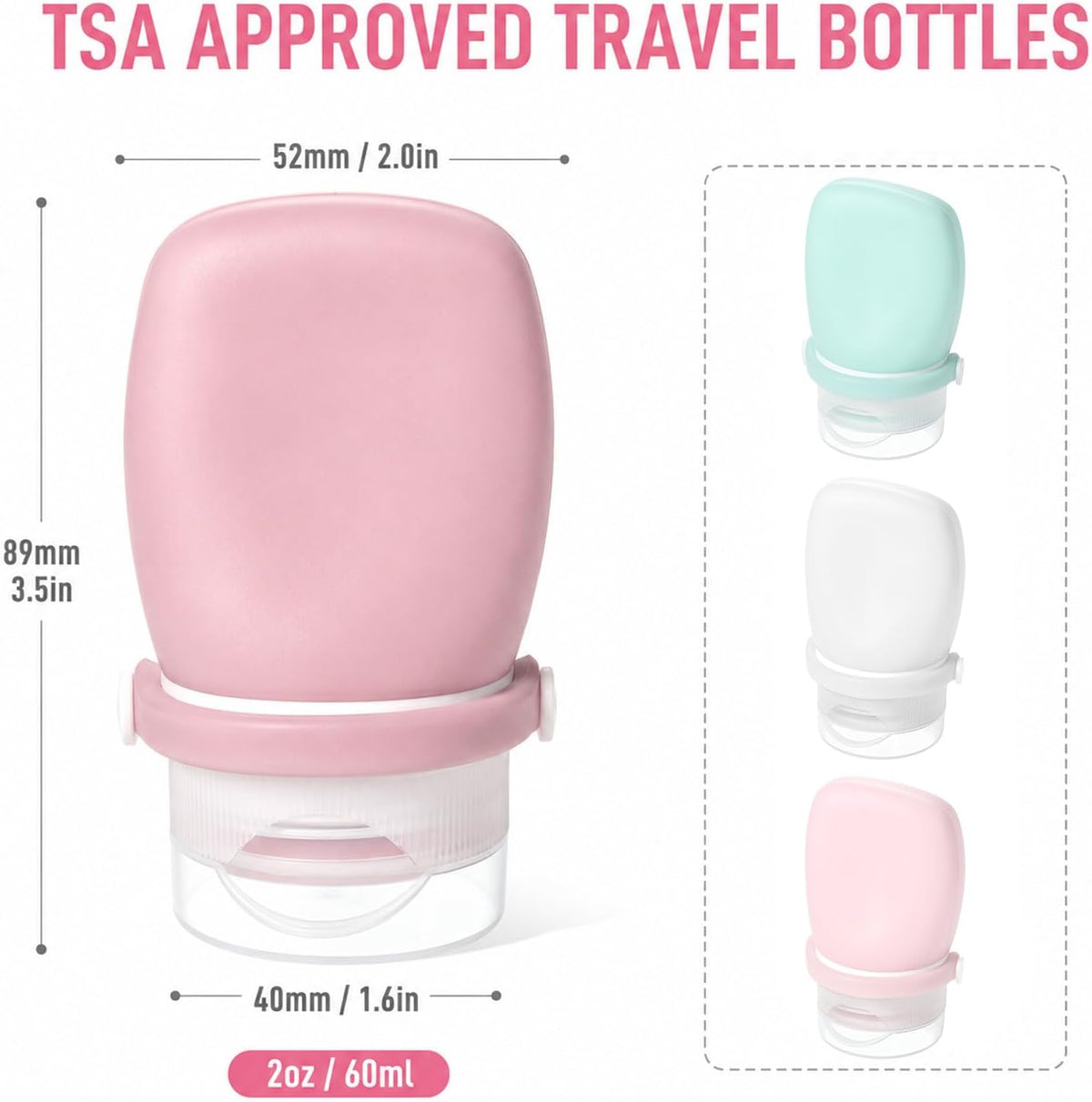 1 oz Silicone Travel Bottles, 4Pcs Leakproof Squeeze Bottle TSA Approved Travel Size Containers Shampoo Bottles Lotion Container for Toiletries Conditioner Salad Dressing Conditioner Liquid Toothpaste