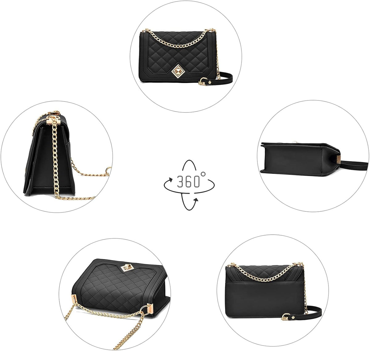 Travistar Crossbody Bags for Women Small Handbags PU Leather Shoulder Bag Purse Evening Bag Quilted Satchels with Chain Strap