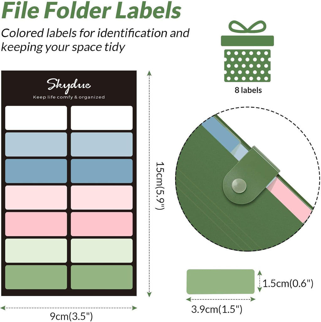 SKYDUE Expanding File Folders with 8 Pockets, Accordion File Organizer with Labels, Portable Paper Bill Receipt Organizer, Letter Size, Home School Office Supplies, Olive Green