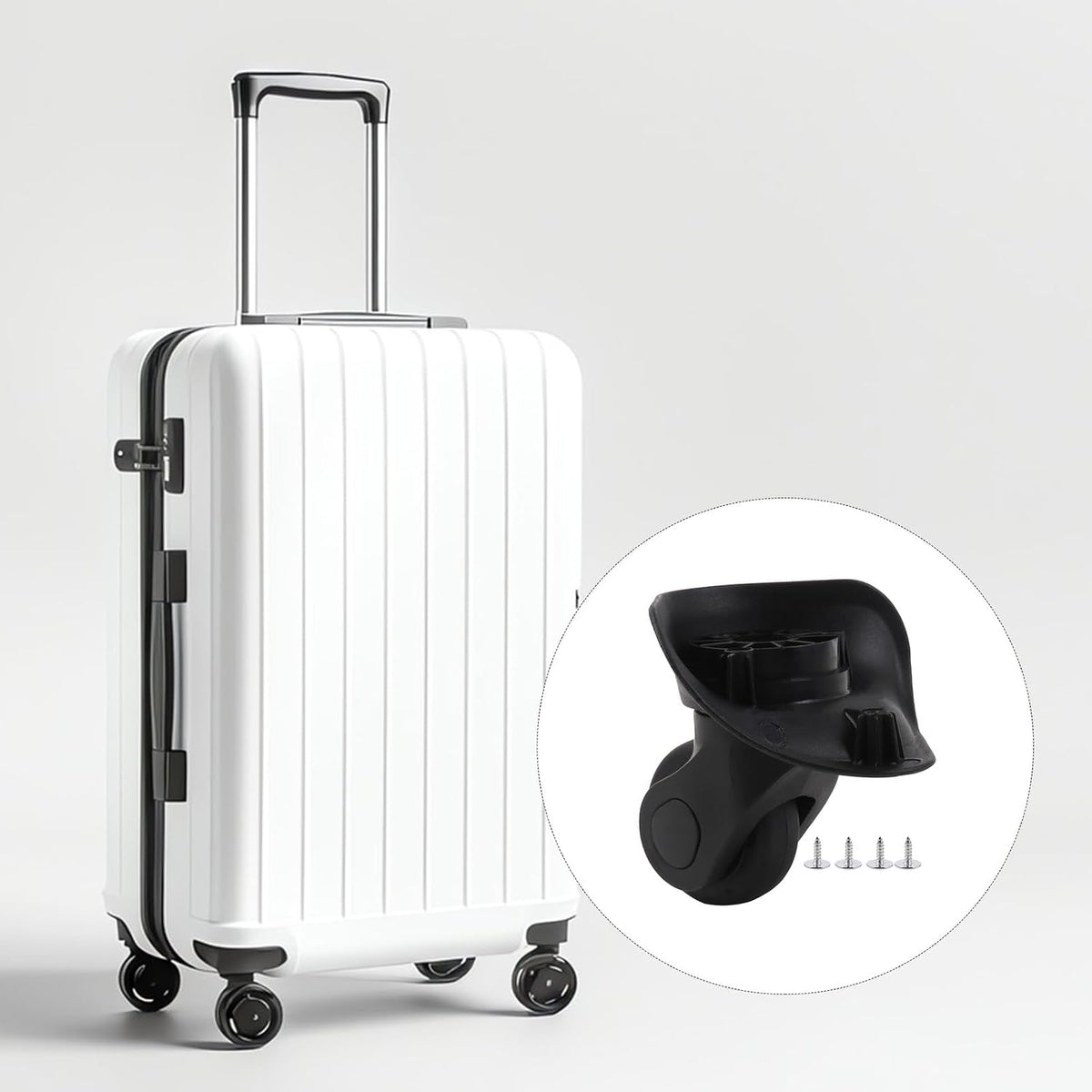 1 Pair of Suitcase Replacement Wheel PVC and Metal 360 Rotating Suitcase Caster Black (W041)