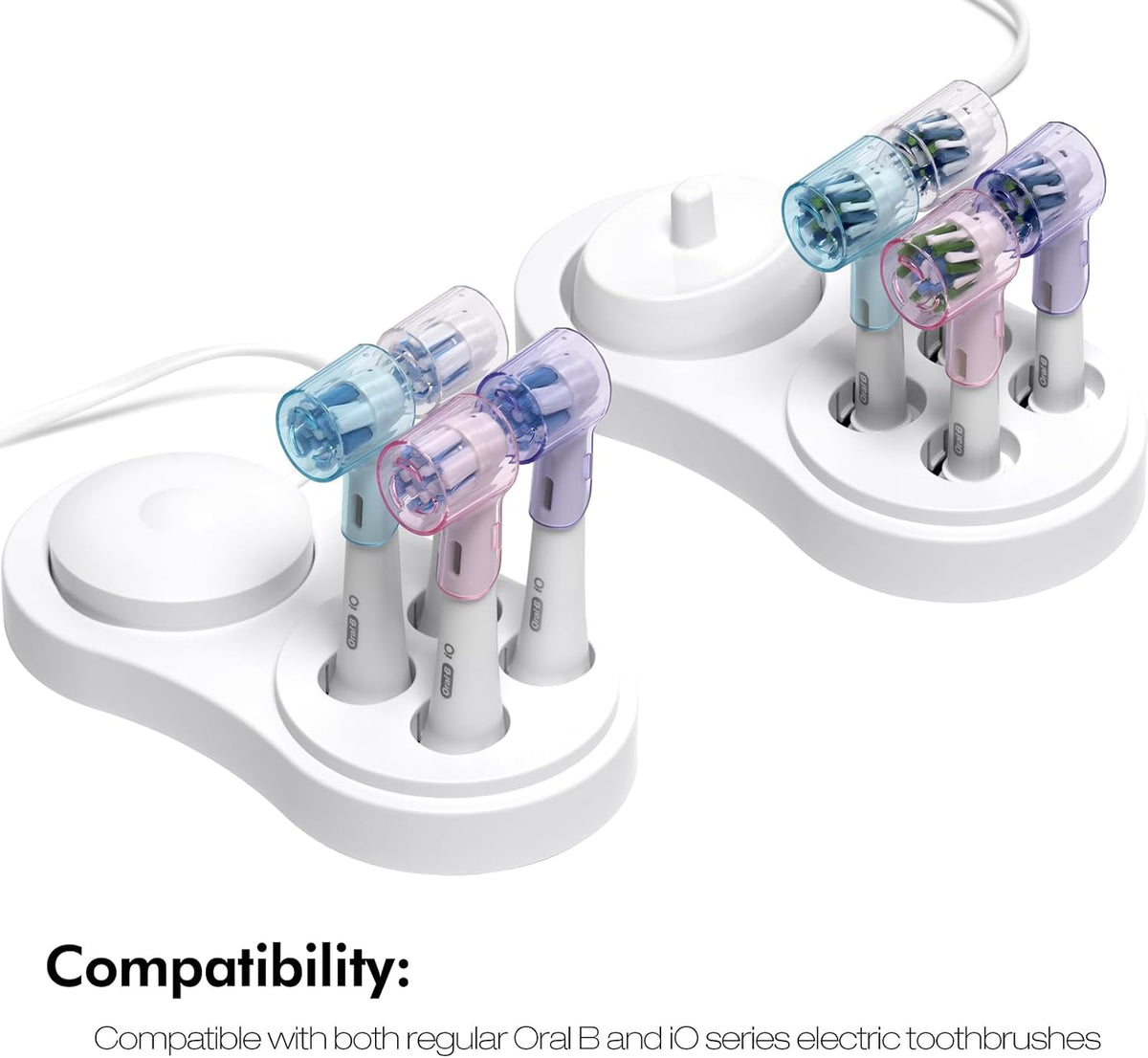 Toothbrush Head Covers & Toothbrush Holder for Oral B & iO Series, Multicolor and White