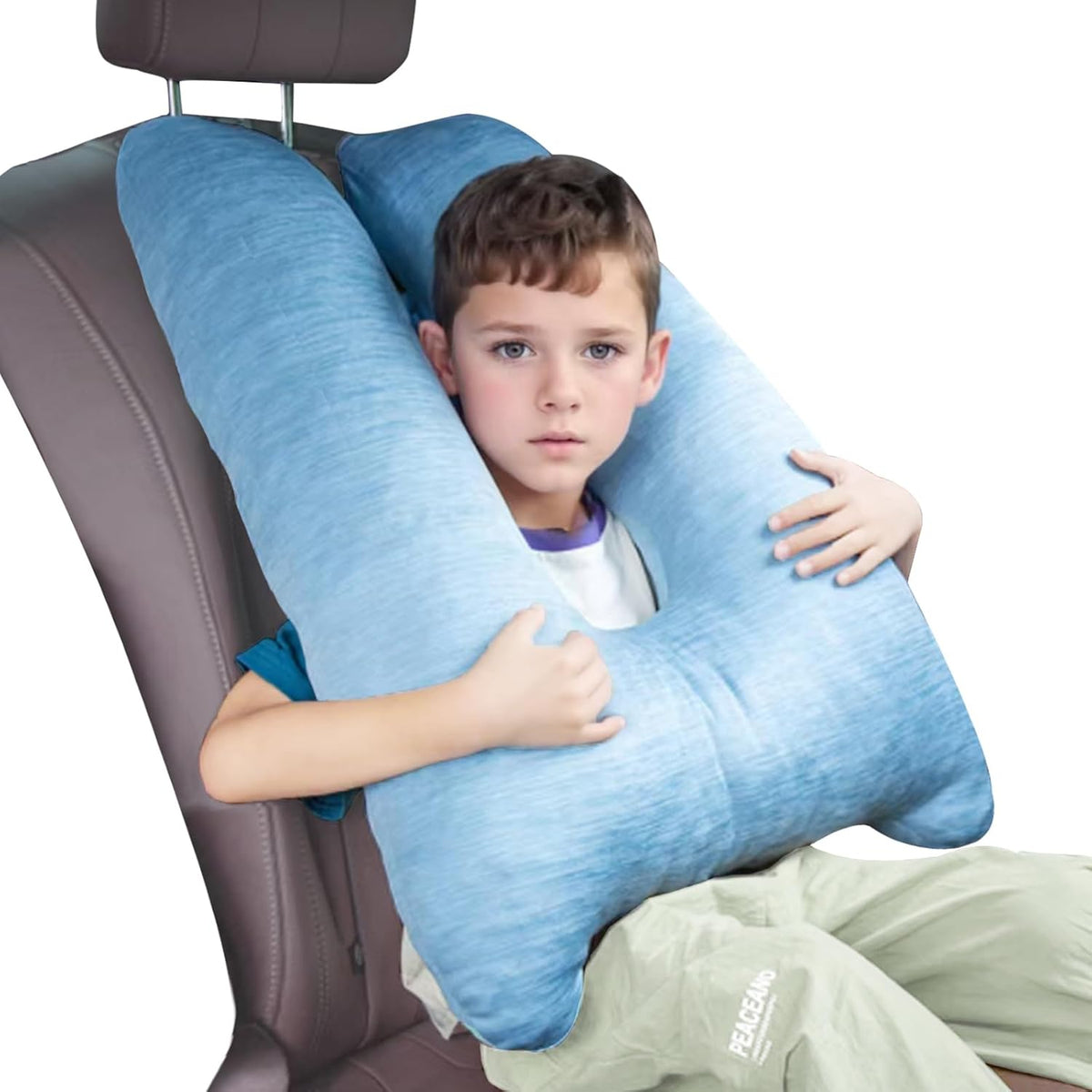 1 MIDDLE ONE Car Pillow for Kids, Memory Foam Cooling Travel Pillow for Car and Adults, Kids Car Pillows for Sleeping on Road Trip, Small Body Pillow for Kid (Cooling Blue)