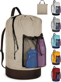 Laundry Bag with Shoulder Straps and Mesh Pocket Laundry Backpack Large Portable Laundry Hamper for College Laundromat Apartment