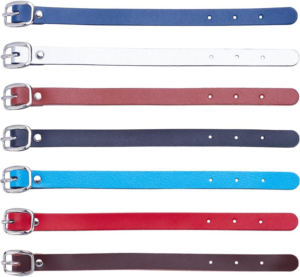 GORGECRAFT 7 Colors 8 Inch Cowhide Leather Stirrup Straps Genuine Luggage Strap Luggage Tags Adjustable Length Replacement Belts with Metal Buckle Watch Band Strap for Card Pass Holder Travel Storage