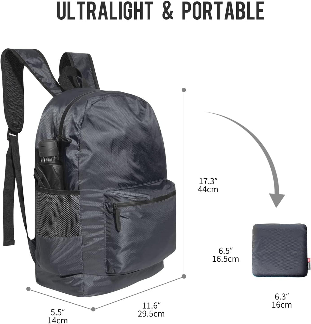pack all 20L Lightweight Foldable Backpack, Water-Resistant Hiking Daypack