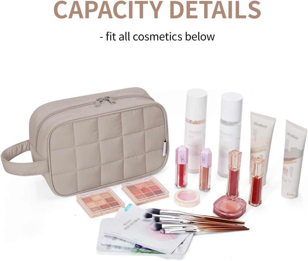 Narwey Quilted Travel Toiletry Bag for Women, Bathroom, Medicine Bag