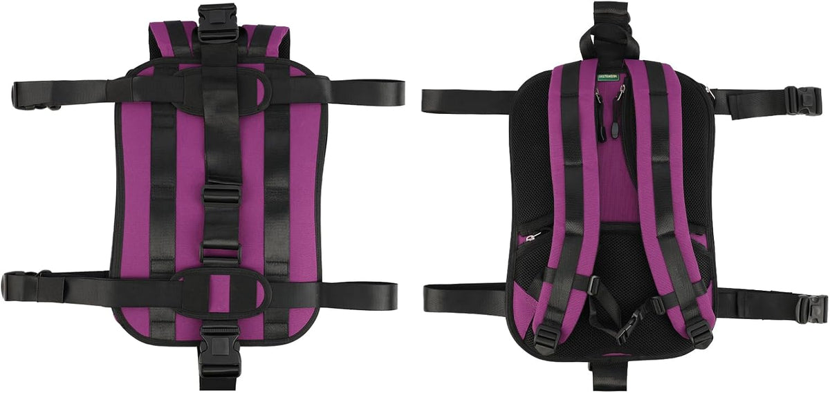 Heavy-Duty Backpack Carrying Straps System for 22-30 Inch Suitcase Luggage Hardcase for Adventure Travel Cobble Stone Street Stair - L,Purple