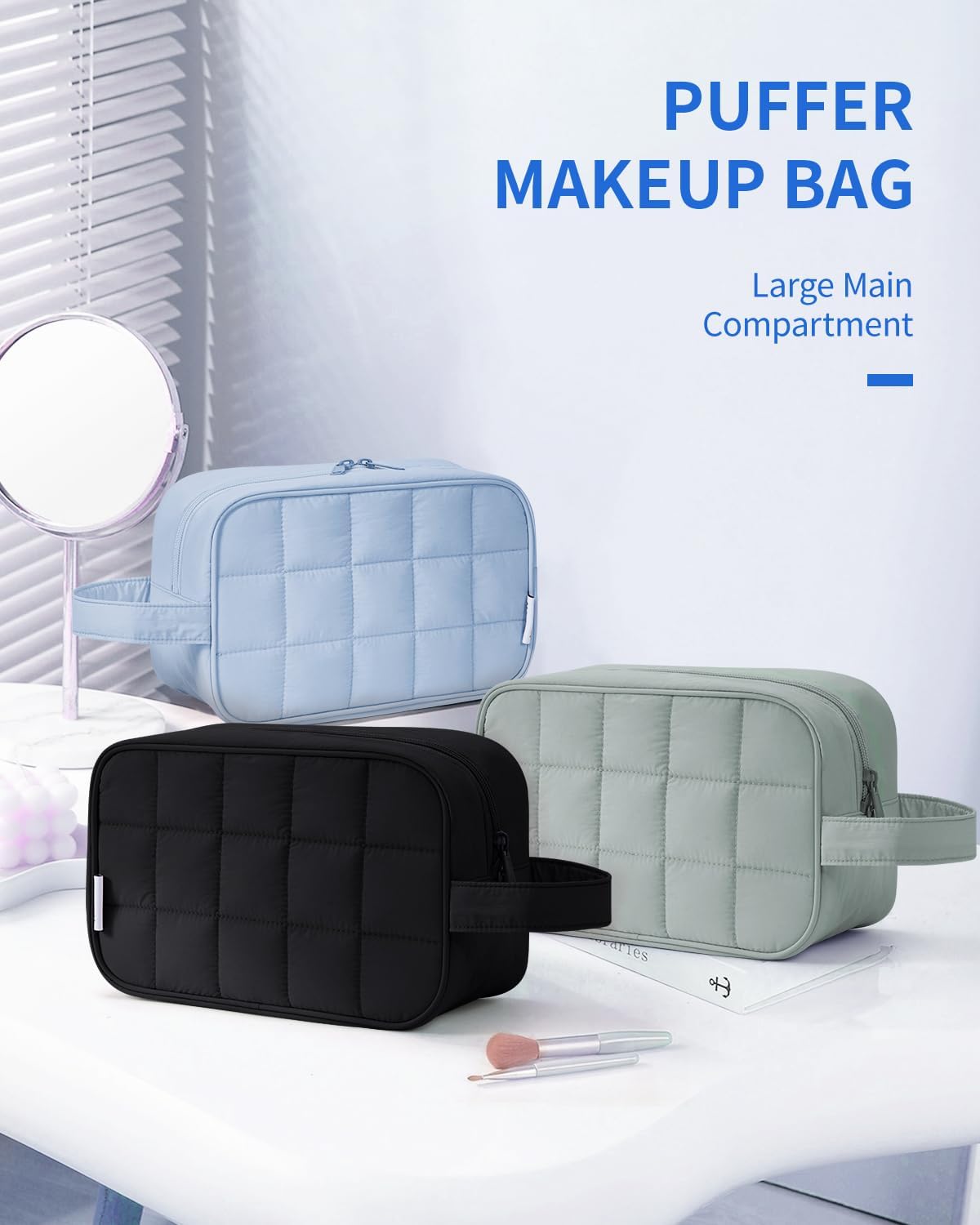 Narwey Quilted Travel Toiletry Bag for Women, Bathroom, Medicine Bag
