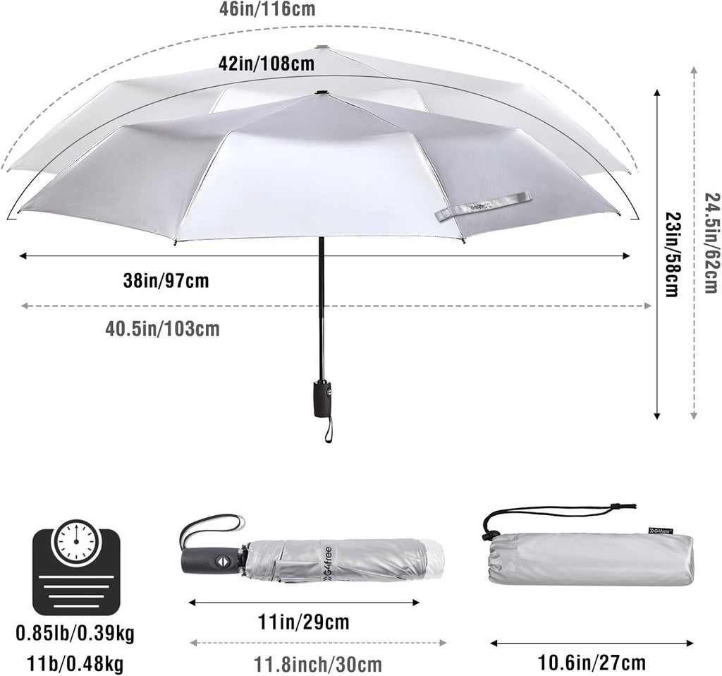 G4Free UPF 50+ UV Protection Travel Umbrella 42/46 Inch Auto Open Close