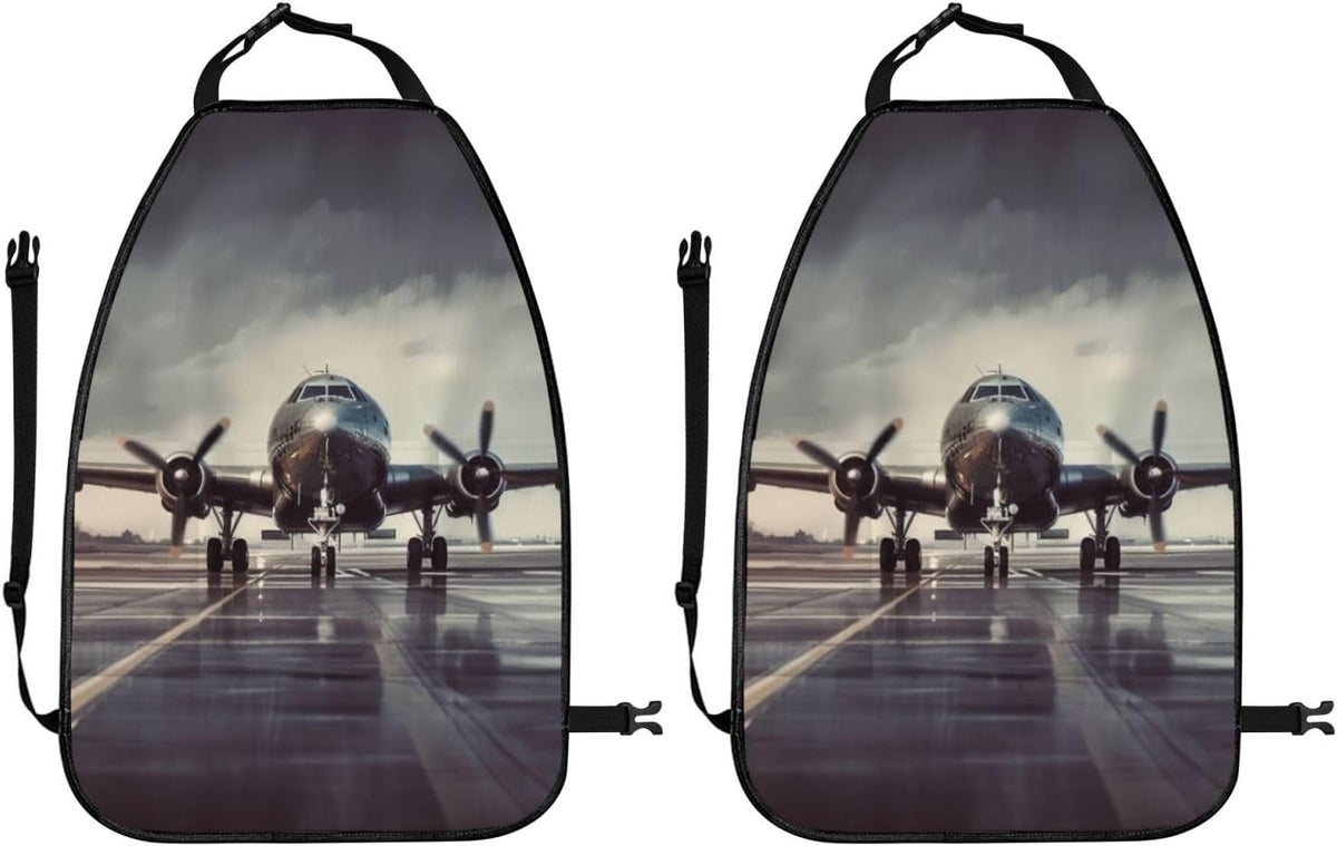 2 Pack Car Seat Kick Mat with Storage Pocket Waterproof Backseat Protector
