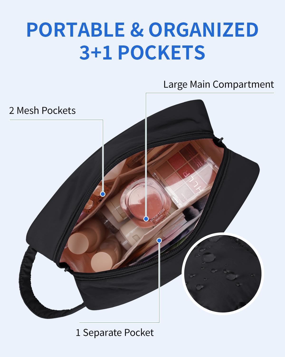 Narwey Quilted Travel Toiletry Bag for Women, Bathroom, Medicine Bag