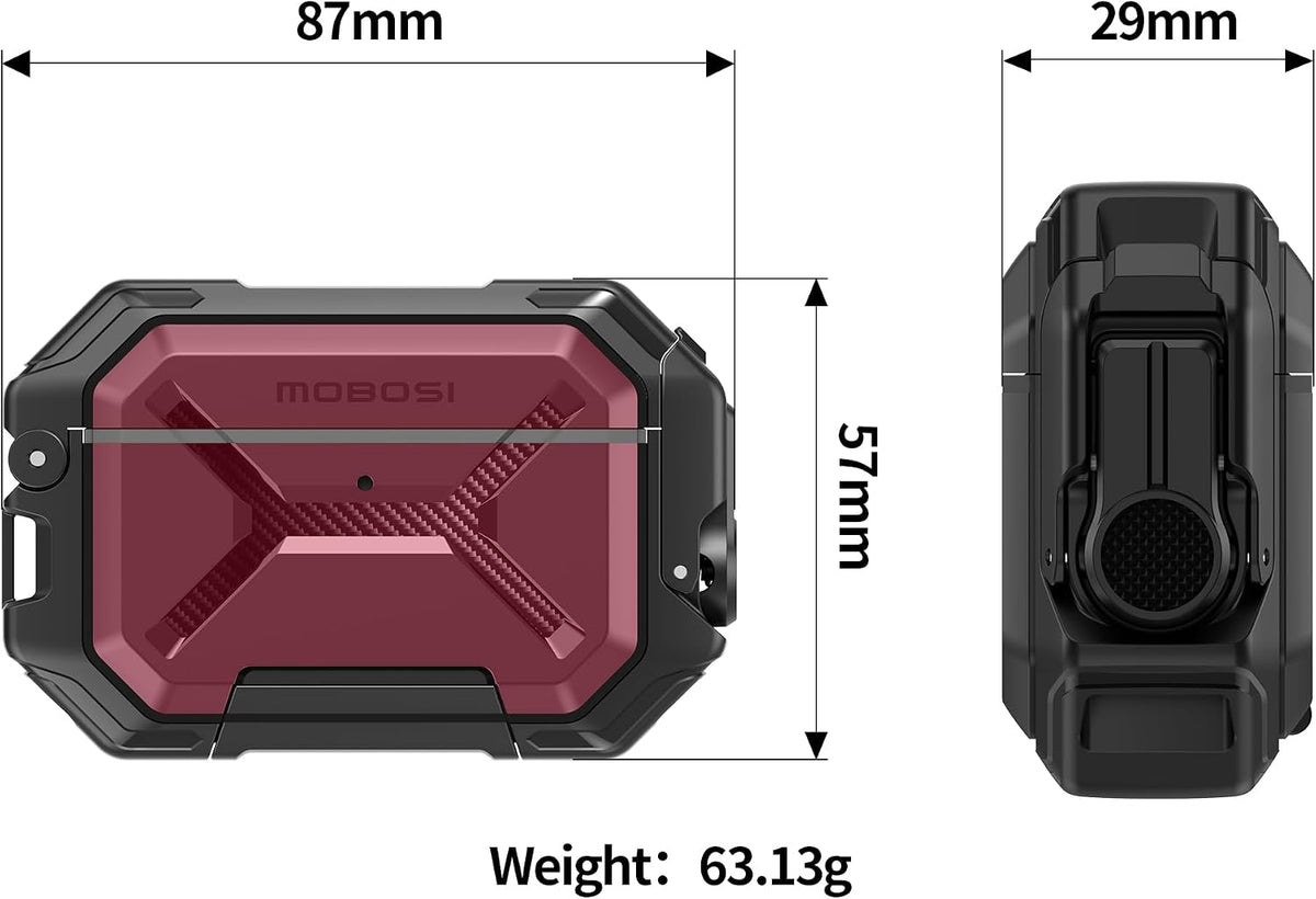 MOBOSI IP68 Waterproof Case for AirPods Pro 3, Red