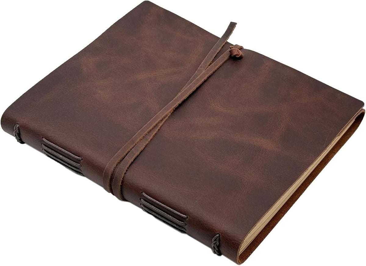 CooLeathor Large Notebook Journal - Genuine Leather Journals for Writing A4 Size Diary 8x10 Inch, Notepad For Women and Man, Gifts,Work,Travel Rustic Brown