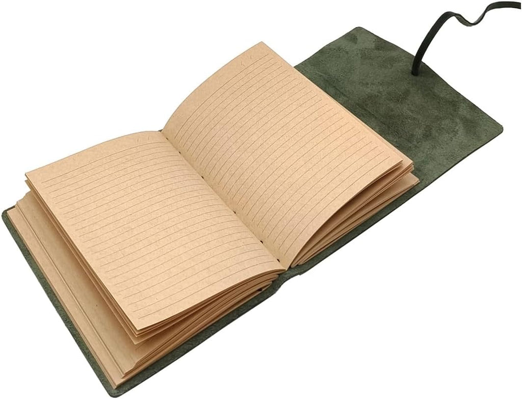 CooLeathor Green Notebook Journal - Nice Genuine Leather Journaling for write A5 Size Diary 6.2x8.5 Inch,Notepad For Women,Man,Vintage,Gifts,Work,Traveler,Personal, Dark Green