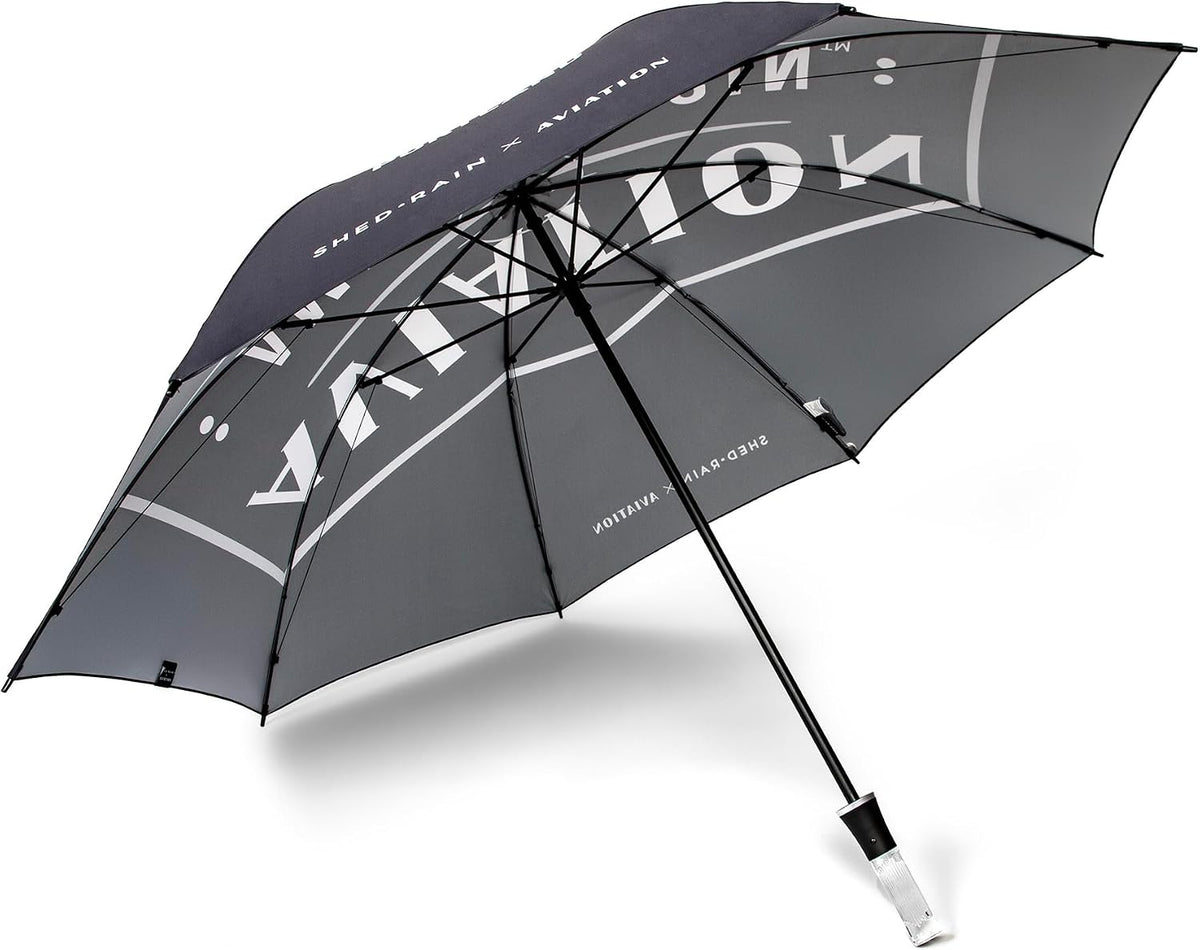 ShedRain x Aviation Gin Golf Umbrella, Black Graphic Stick Umbrella