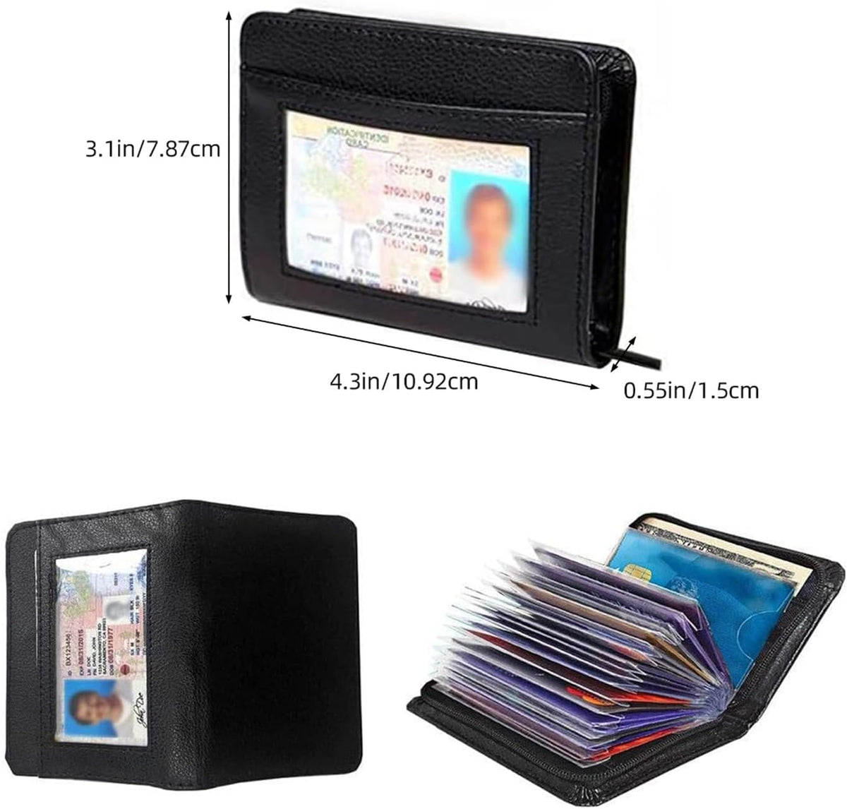 Men's Zipper Wallet 36 Slots RFID Blocking Card Holder