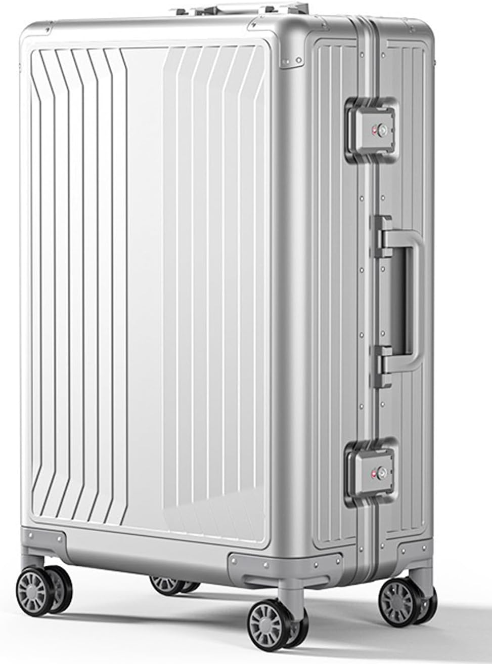 Premium Aluminum Carry On Luggage 20”, Metal Shell Zipperless Suitcase with Spinner & Removable Wheels, Airline-Approved Size 22"x14"x8.3", 9 lbs, Includes 2 Spare Wheels & TSA Lock（Silver）