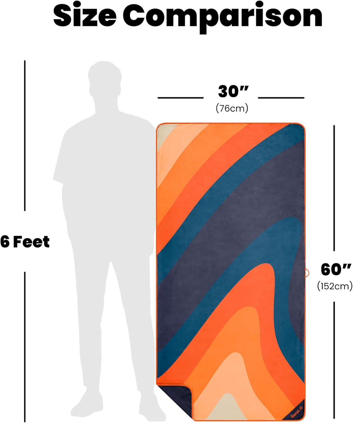 Rumpl Tech Towel, Quick-Dry for Travel, Beach, and Camp, Midnight Sandstone