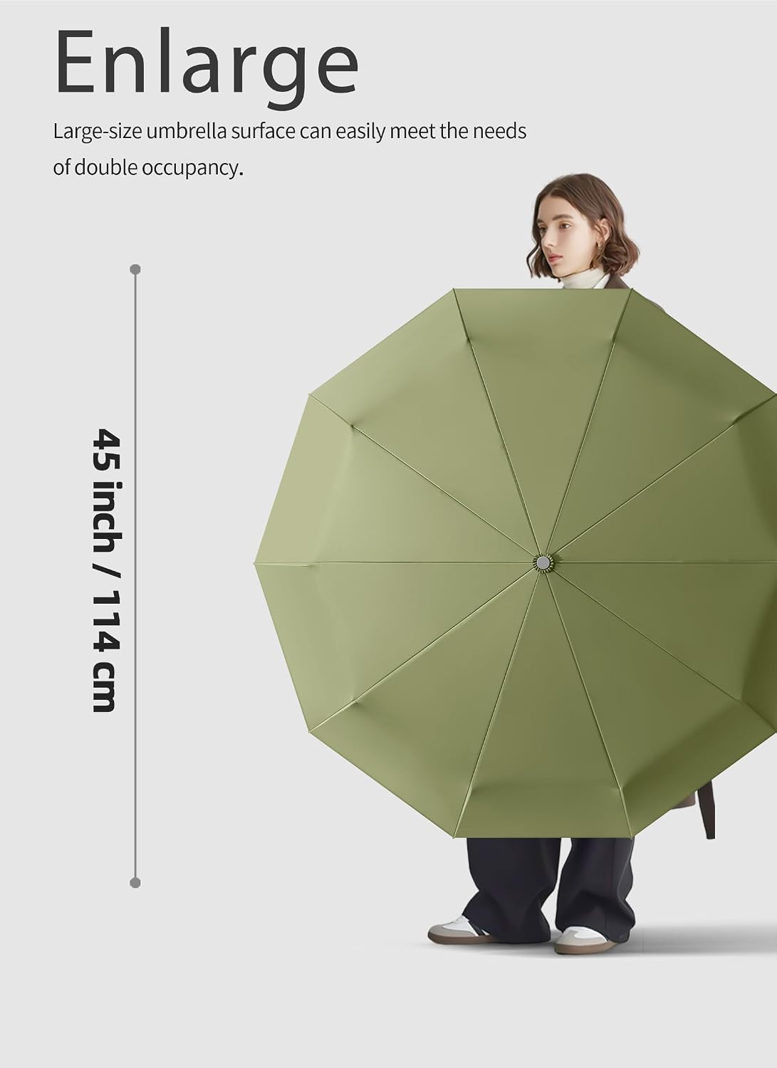 Rain Cats Large 45/50 Inch Umbrellas for rain Strong10 Ribs Fiberglass Umbrella Windproof Wabig Compact Automatic portable Folding Travel Thick Fabric Wood handle
